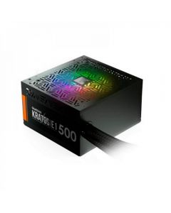 Fonte Gamdias Kratos, E1 500W, 80Plus Bronze, 110/220V chaveada, LED, RGB, sem cabo